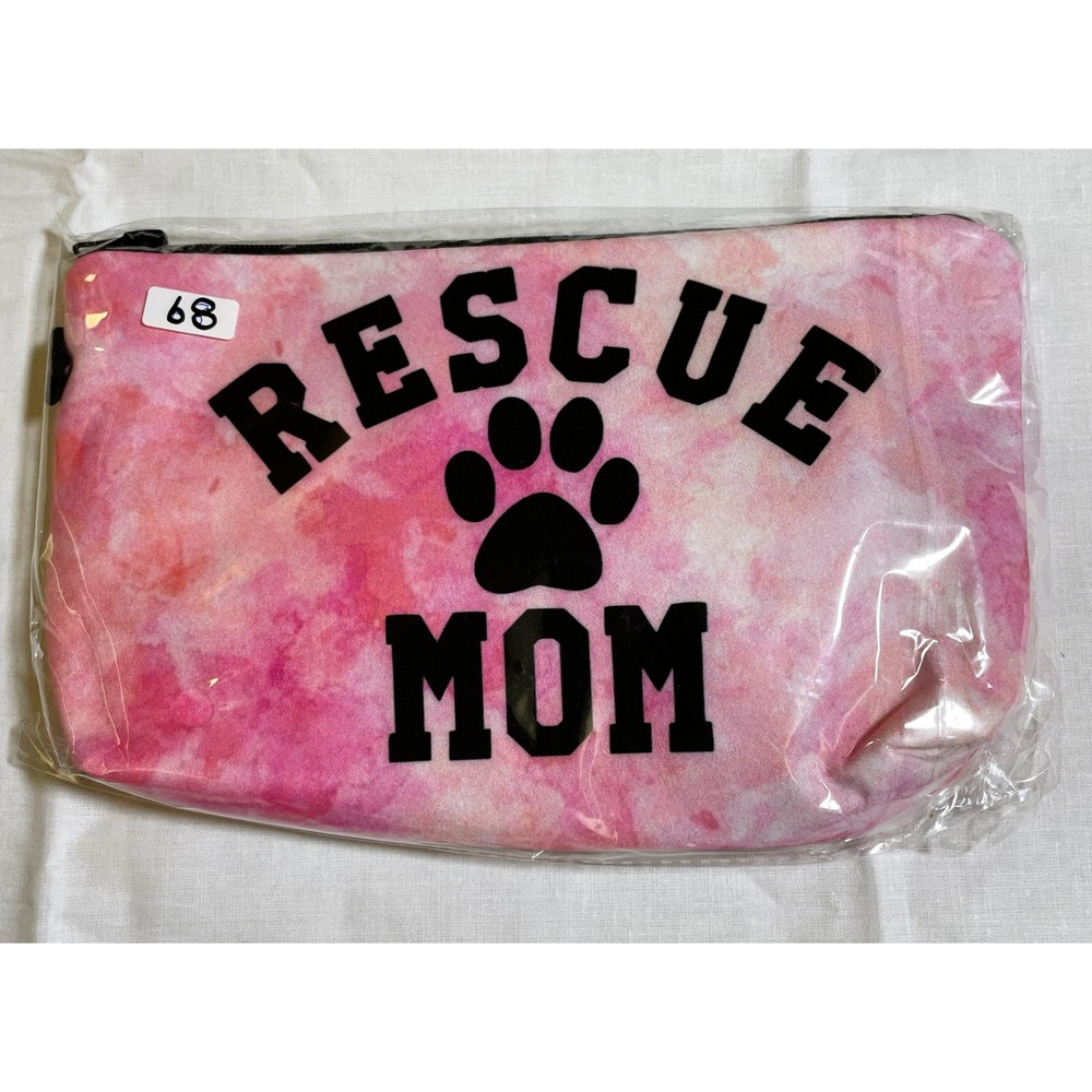 The Pouch Makeup Bag Women Small Pink NWT Rescue Mom Tie Dye Zipper Pouch 8x5
